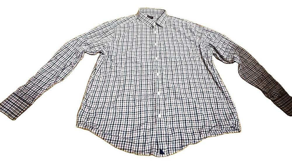 UNTUCKIT Men’s Cotton Long Sleeve Button-Down Checkered Plaid Shirt Size 3XL